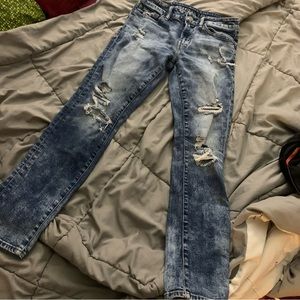 Light washed distressed American eagle mens skinny jeans